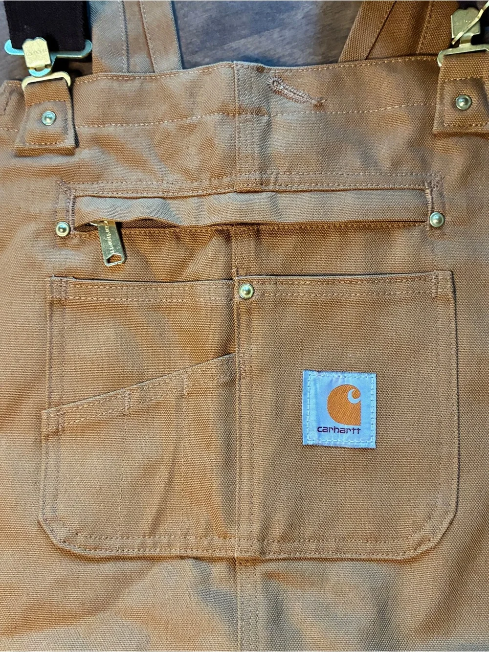 Carhartt Duck Bib Canvas Overalls Mens 54x30 R01 BRN Brown Workwear NWT NOS